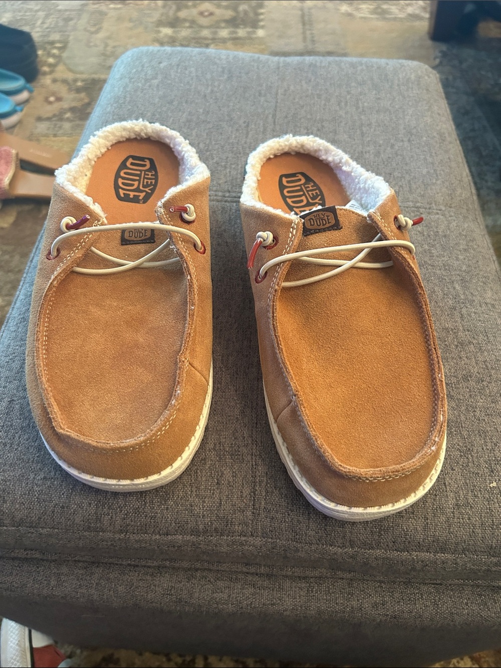 Hey Dude Chestnut Brown Suede Slip-On Loafers